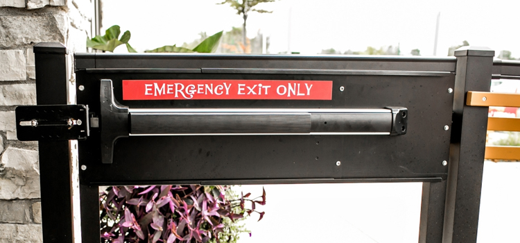 emergency push bar installation in Frontier Park